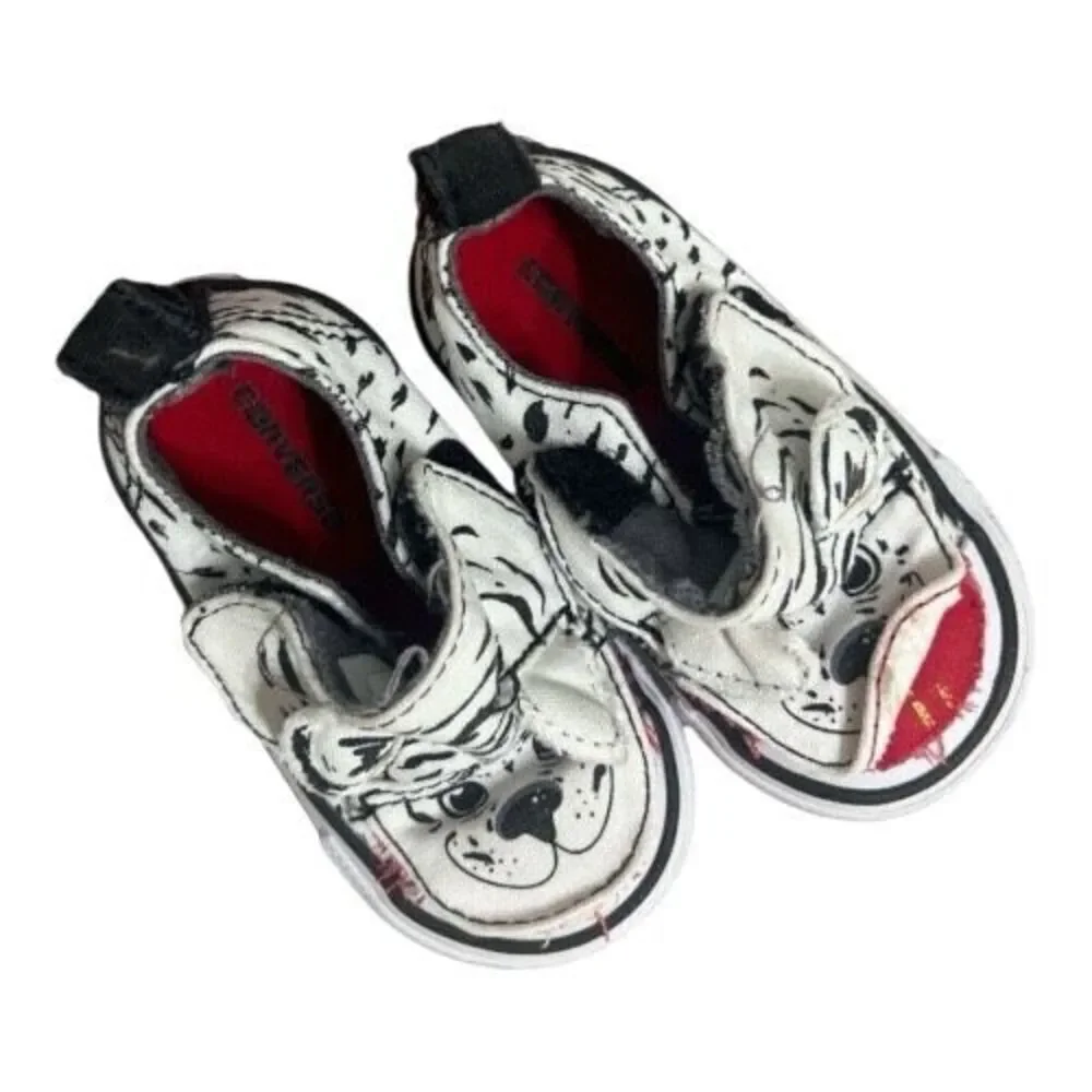 Converse Infant White Black Tiger Sneakers Size 4 Low-Top Toddler Casual Shoes